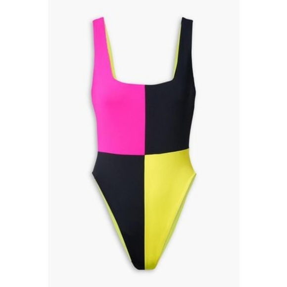 Mara Hoffman Other - Mara Hoffman Idalia colorblock Neon 80s one piece swimsuit sz xl